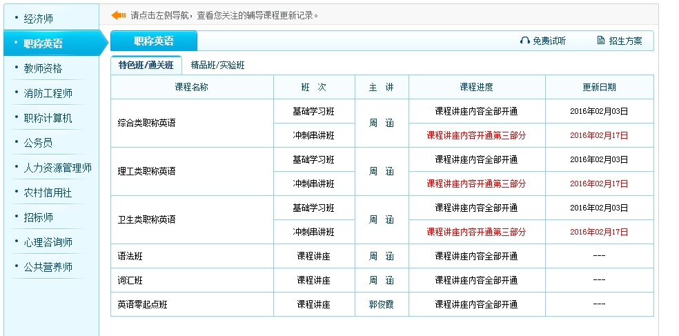 职称英语开课进度