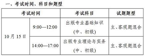 广州出版专业资格考试时间、科目和题型