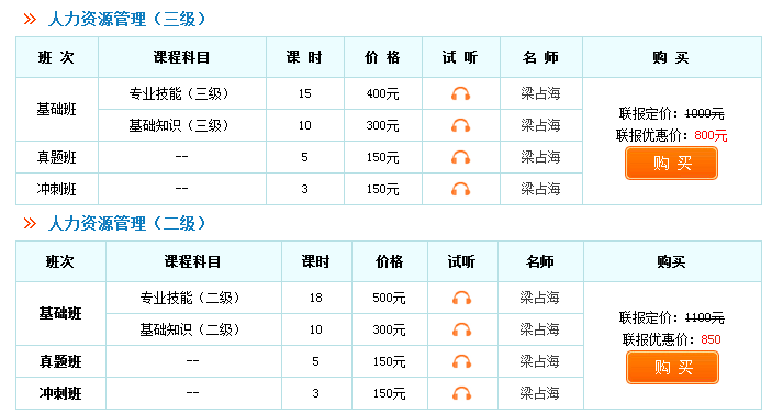 2018人力资源管理师辅导课程