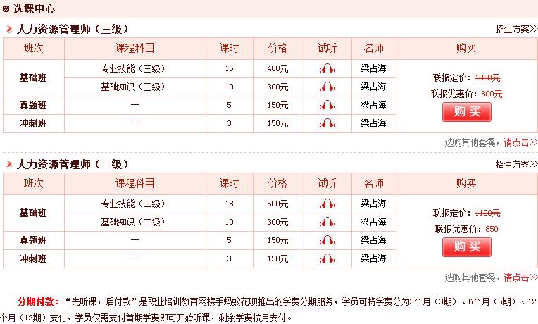 人力资源管理师选课入口