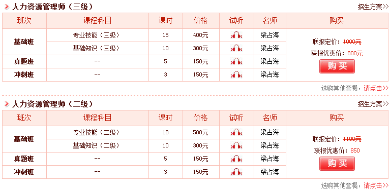 人力资源管理师选课入口