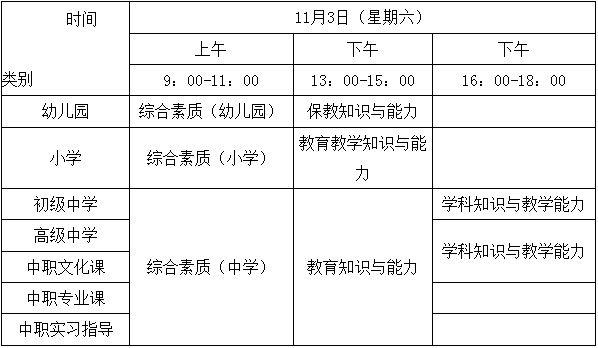 教师资格考试时间